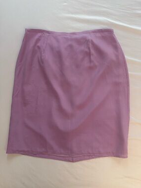DIANE GILMAN Vintage 100% Silk Knee Length Skirt | Size 1X | Lavender
